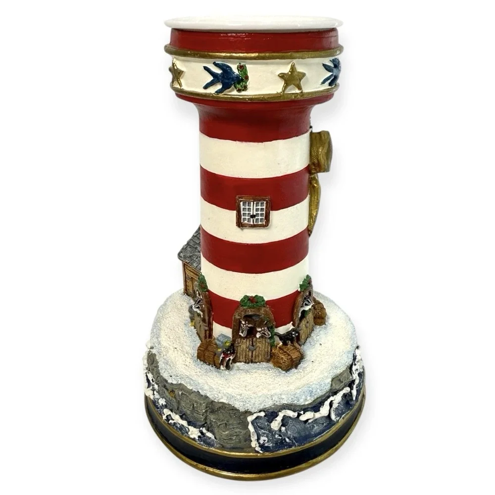 Danbury Mint Night Before Christmas Lighthouse Candlestick Cheryl Spencer Collin